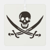 Obsidian Skull Schwerter Pirate Flag Calico Jack Ornament Aus Metall (Vorderseite)