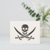 Obsidian Skull Schwerter Pirate Flag Calico Jack Postkarte (Stehend Vorderseite)