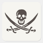 Obsidian Skull Schwerter Pirate Flag Calico Jack Quadratischer Aufkleber (Vorderseite)