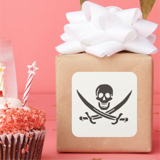 Obsidian Skull Schwerter Pirate Flag Calico Jack Quadratischer Aufkleber (Party)