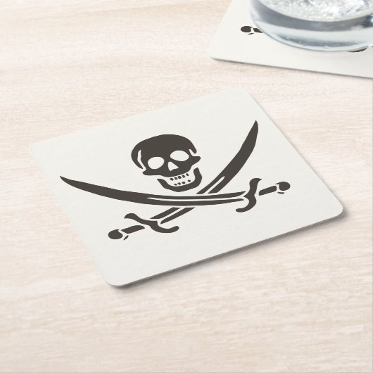 Obsidian Skull Schwerter Pirate Flag Calico Jack Rechteckiger Pappuntersetzer (angewinkelt)