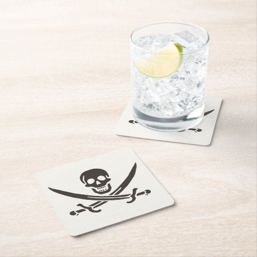Obsidian Skull Schwerter Pirate Flag Calico Jack Rechteckiger Pappuntersetzer (Vor Ort)