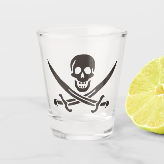 Obsidian Skull Schwerter Pirate Flag Calico Jack Schnapsglas (Vorderseite)