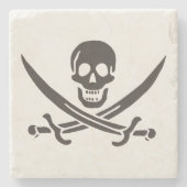 Obsidian Skull Schwerter Pirate Flag Calico Jack Steinuntersetzer (Vorderseite)