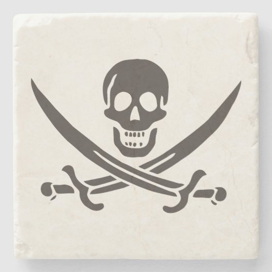 Obsidian Skull Schwerter Pirate Flag Calico Jack Steinuntersetzer (Vorderseite)