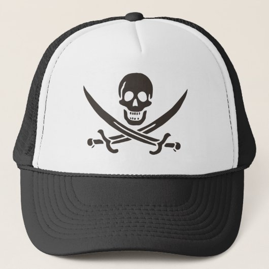 Obsidian Skull Schwerter Pirate Flag Calico Jack Truckerkappe (Vorderseite)
