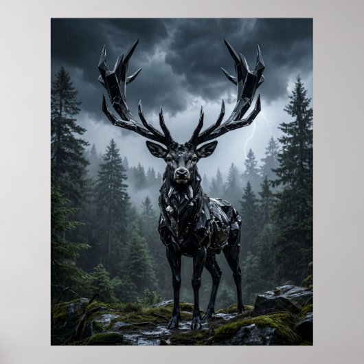 Obsidian Stag Storm Forest Poster (Vorne)