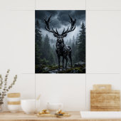 Obsidian Stag Storm Forest Poster (Küche)