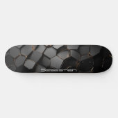 Obsidian und abstrakte goldene Materialgestaltung Skateboard (Horizontal)