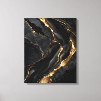 Obsidianmarmor mit goldenen Adern Leinwanddruck