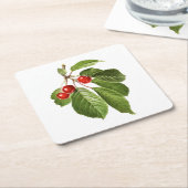 Obst: A015 Kirsche - Rechteckiger Pappuntersetzer (angewinkelt)