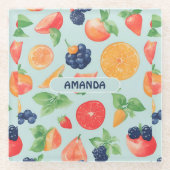 Obst Aquarellfarbenes Personalisiertes Muster Glasuntersetzer (Vorderseite)
