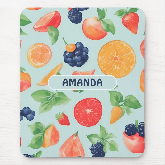 Obst Aquarellfarbenes Personalisiertes Muster Mousepad (Vorne)