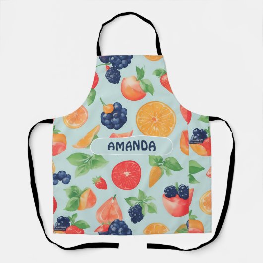 Obst Aquarellfarbenes Personalisiertes Muster Schürze (Vorderseite)