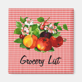 Obst auf der Liste der Karierten roten Lebensmitte Magnet