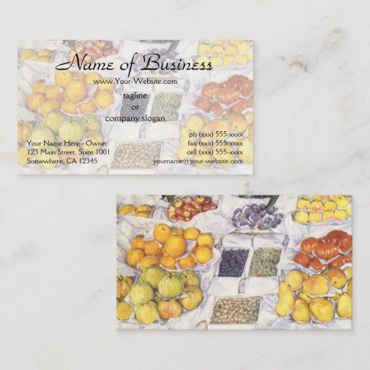 Obst auf einem Stand von Gustave Caillebotte Visitenkarte (Vorne/Hinten)