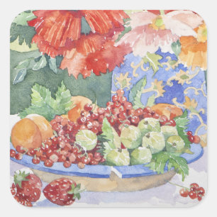 Obst auf einem Teller 2014 Quadratischer Aufkleber