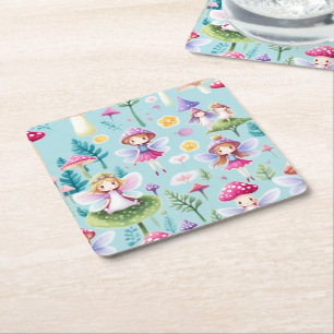 Obst, Blätter und Pilze Rechteckiger Pappuntersetzer