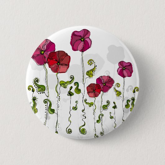 Obst Blume Cool Niedlich Girly Retro Floral Button (Vorderseite)