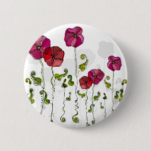 Obst Blume Cool Niedlich Girly Retro Floral Button