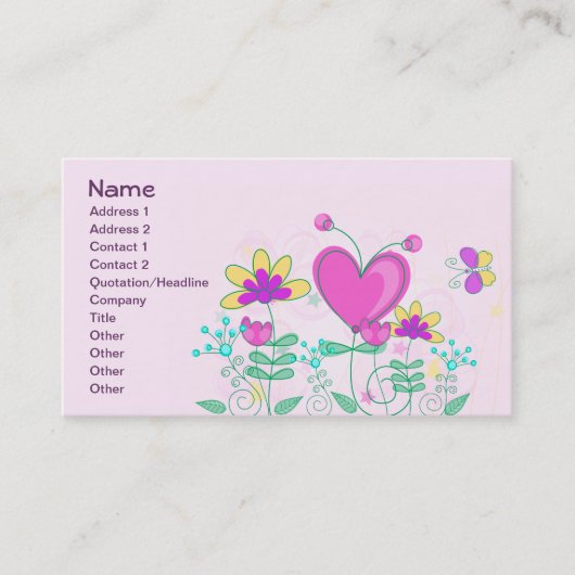 Obst Blume Cool Niedlich Girly Retro Floral Visitenkarte (Vorderseite)