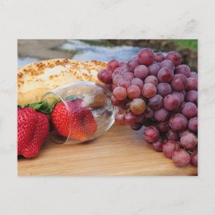 Obst Brot und Wein Picnic Postkarte
