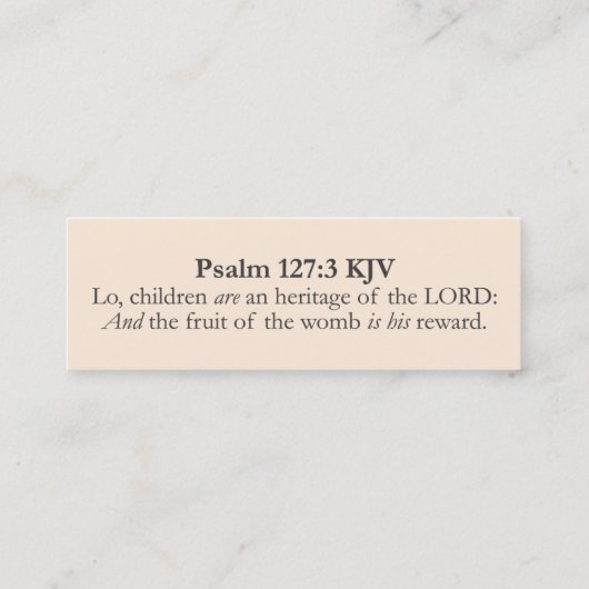 Obst der Frau - Psalm 127:3 KJV Karten Mini Box (Rückseite)