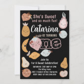 Obst Einladung 1. Geburtstag, Verarbeitungsbares O (Vorderseite)