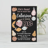 Obst Einladung 1. Geburtstag, Verarbeitungsbares O (Stehend Vorderseite)