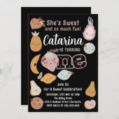 Obst Einladung 1. Geburtstag, Verarbeitungsbares O (Vorne/Hinten)