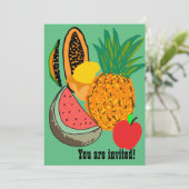 Obst-Einladung Party Einladung (Stehend Vorderseite)