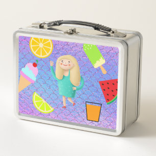 Obst Eiscreme Juice Girly Metall Brotdose