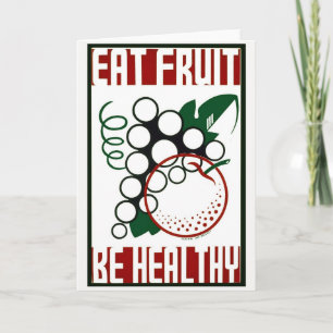 Obst essen - gesund sein - WPA-Plakat - Werbeaktio Dankeskarte