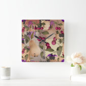 Obst, Flickwerk Quadratische Wanduhr (Zuhause)