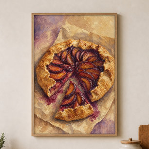 Obst-Galette-Scheibe-Aquarell-Cottagecore-Plakat Poster