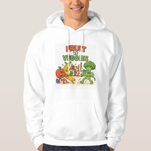 Obst gegen Veggies - Funny Tug Cartoon Design Hoodie (Vorderseite)