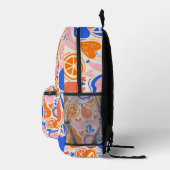 Obst Gemüse aus Orangenblauer Monogramm Bedruckter Rucksack (Rechts)
