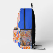 Obst Gemüse aus Orangenblauer Monogramm Bedruckter Rucksack (Rechts)