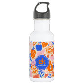 Obst Gemüse aus Orangenblauer Monogramm Edelstahlflasche (Vorderseite)
