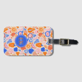 Obst Gemüse aus Orangenblauer Monogramm Gepäckanhänger (Vorderseite (Horizontal))