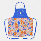 Obst Gemüse aus Orangenblauer Monogramm Schürze (Vorderseite)
