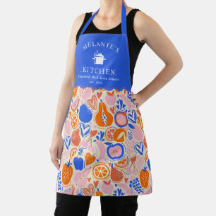 Obst Gemüse aus Orangenblauer Monogramm Schürze
