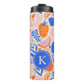 Obst Gemüse aus Orangenblauer Monogramm Thermosbecher (Vorderseite)