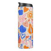 Obst Gemüse aus Orangenblauer Monogramm Thermosbecher (Nach rechts gedreht)