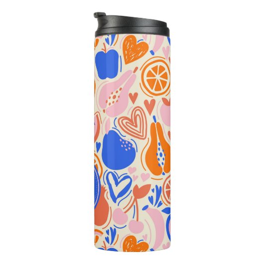 Obst Gemüse aus Orangenblauer Monogramm Thermosbecher (Nach rechts gedreht)