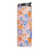 Obst Gemüse aus Orangenblauer Monogramm Thermosbecher (Nach links gedreht)