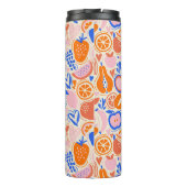 Obst Gemüse aus Orangenblauer Monogramm Thermosbecher (Rückseite)