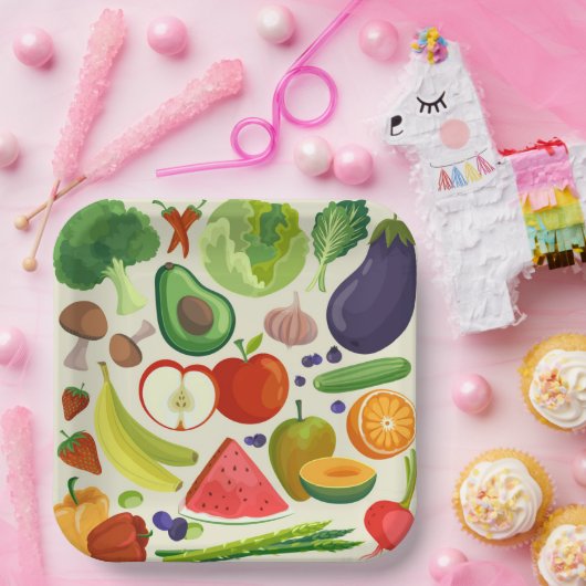 Obst Gemüse Geburtstagsdusche Pappteller (Party)