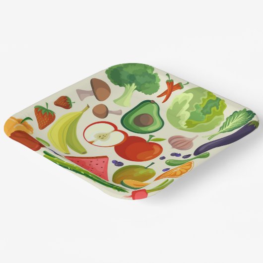 Obst Gemüse Geburtstagsdusche Pappteller (Gewinkelt)