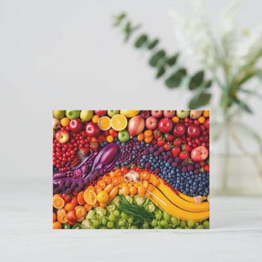 Obst Gemüse gesunde Lebensmittel vegetarische Ernä Postkarte (Stehend Vorderseite)